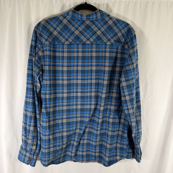 Oakley Flannel Shirt Men Medium Blue Plaid Button Up Shirt Collared Long Sleeve - Picture 8 of 11